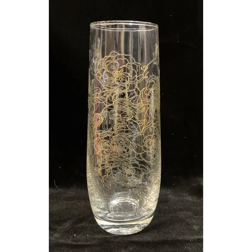 Stemless Champagne Flute Gold Gilded Rose Bouquet Wine Glass Vase Replacement